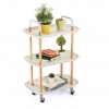 3 Tier Beech Wood & Plastic Serving Trolley with Wheels