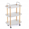 3 Tier Beech Wood & Plastic Serving Trolley with Wheels