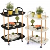 3 Tier Beech Wood & Plastic Serving Trolley with Wheels