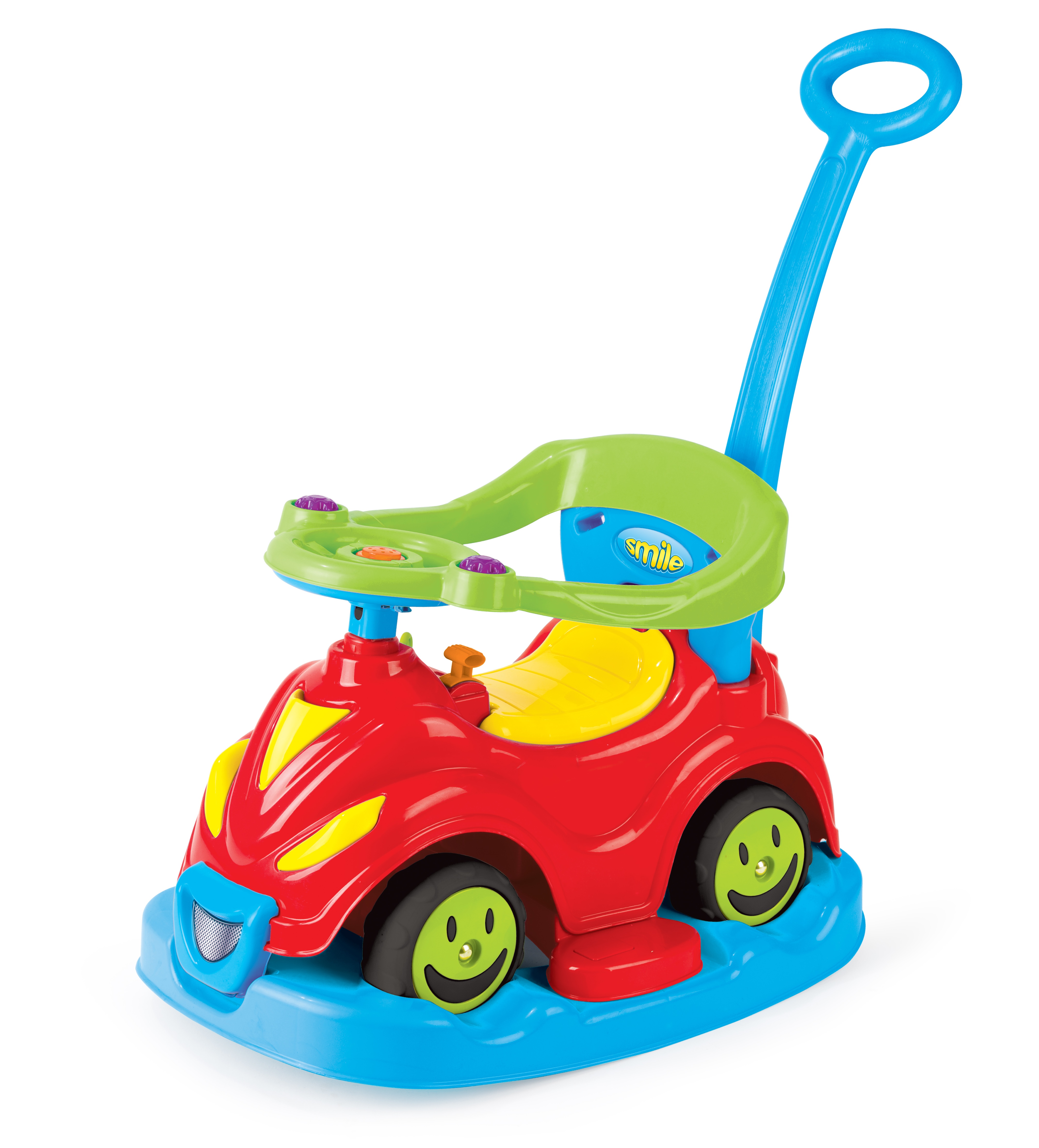 thumbnail interactive-video image 1 of Push Along Ride-On Car Stroller For Toddlers 1-3 Years – Boys & Girls, Multicolored 1 of 6