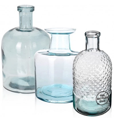 100% Recycled Glass Honeycomb Design Bottle Vase [233514]