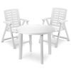 Round Plastic TONDO Table +REXI Folding Chairs White x2