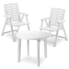 Round Plastic TONDO Table +REXI Folding Chairs White x2