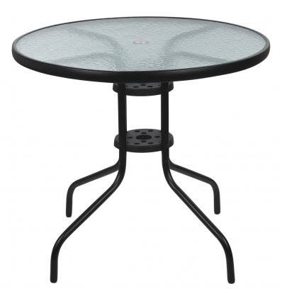 SYDNEY Round Black Metal & Glass Patio Table [584828]