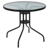 SYDNEY Round Black Metal & Glass Patio Table [584828]