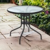 SYDNEY Round Black Metal & Glass Patio Table [584828]