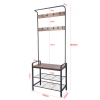 Metal & MDF Wood Entryway Coat Hanger & Shoe Rack