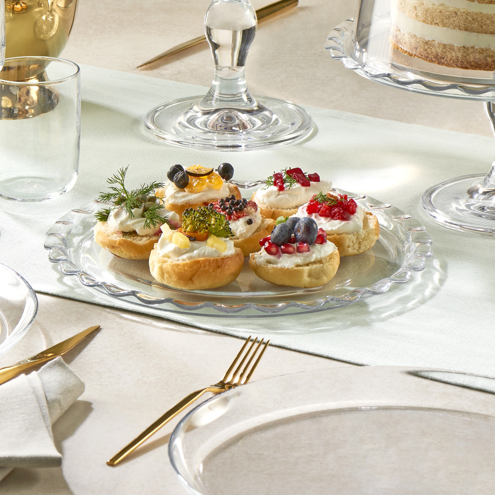 Cake Clear Glass Serving Tray Cake Platter Pasabahce Premium Clear