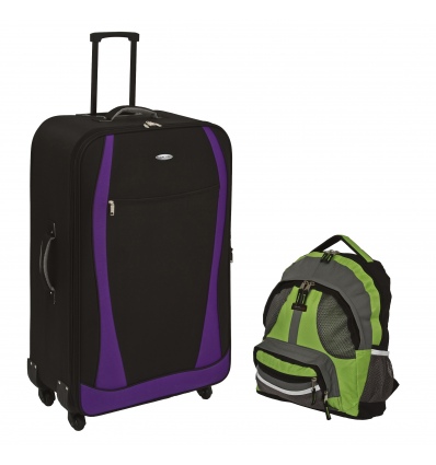 32" 4 Wheel Travelight Purple Suitcase + Green Backpack