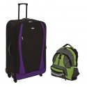 32" 4 Wheel Travelight Purple Suitcase + Green Backpack