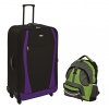 32" 4 Wheel Travelight Purple Suitcase + Green Backpack