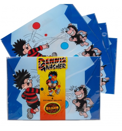 4 x A4 Dennis & Gnasher Plastic Document Wallets