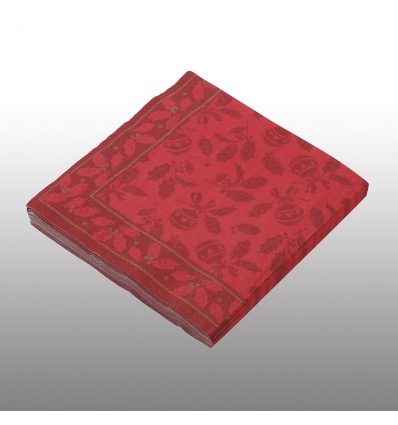 Tifany Christmas Decoration 3ply Paper Serviettes Holly Rouge [119744]