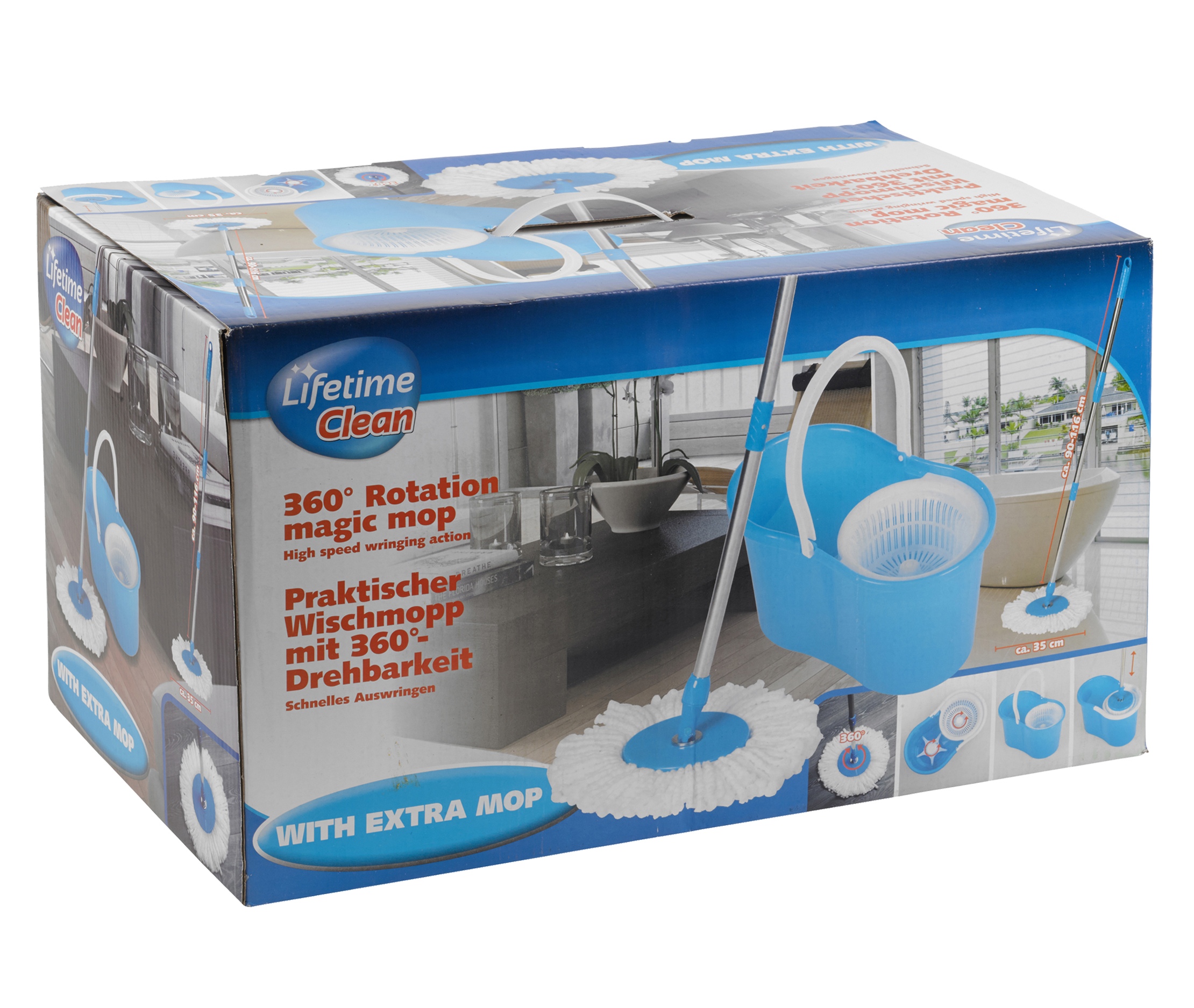 Microfiber 360° Spin Magic Mop With Bucket Cleaning Kit Plus 2 Mop