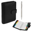 Black Leather Organiser and Pen Set [800010]