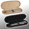 Silver Pen & Pencil In Suede Leather Case [Black Case]