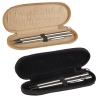 Silver Pen & Pencil In Suede Leather Case [Black Case]