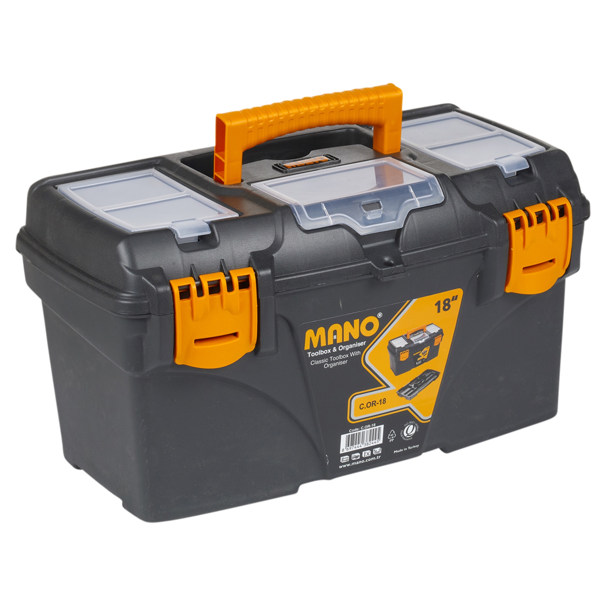 18 quot Large Plastic Classic Tool Box Chest Lockable Storage With Handle
