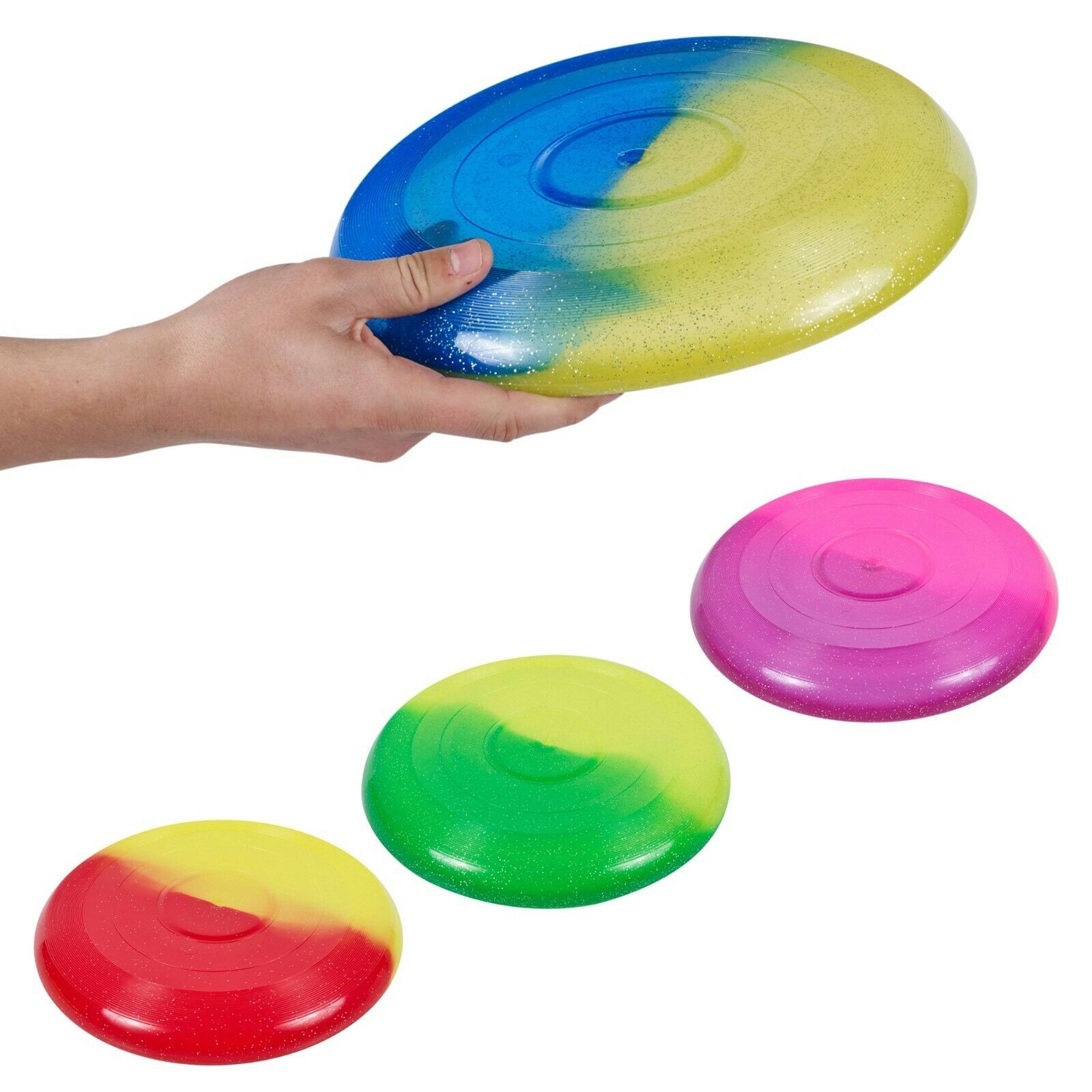 Kids Glitter Flying Disk Frisbee Garden Toy Outdoor Summer Beach Game