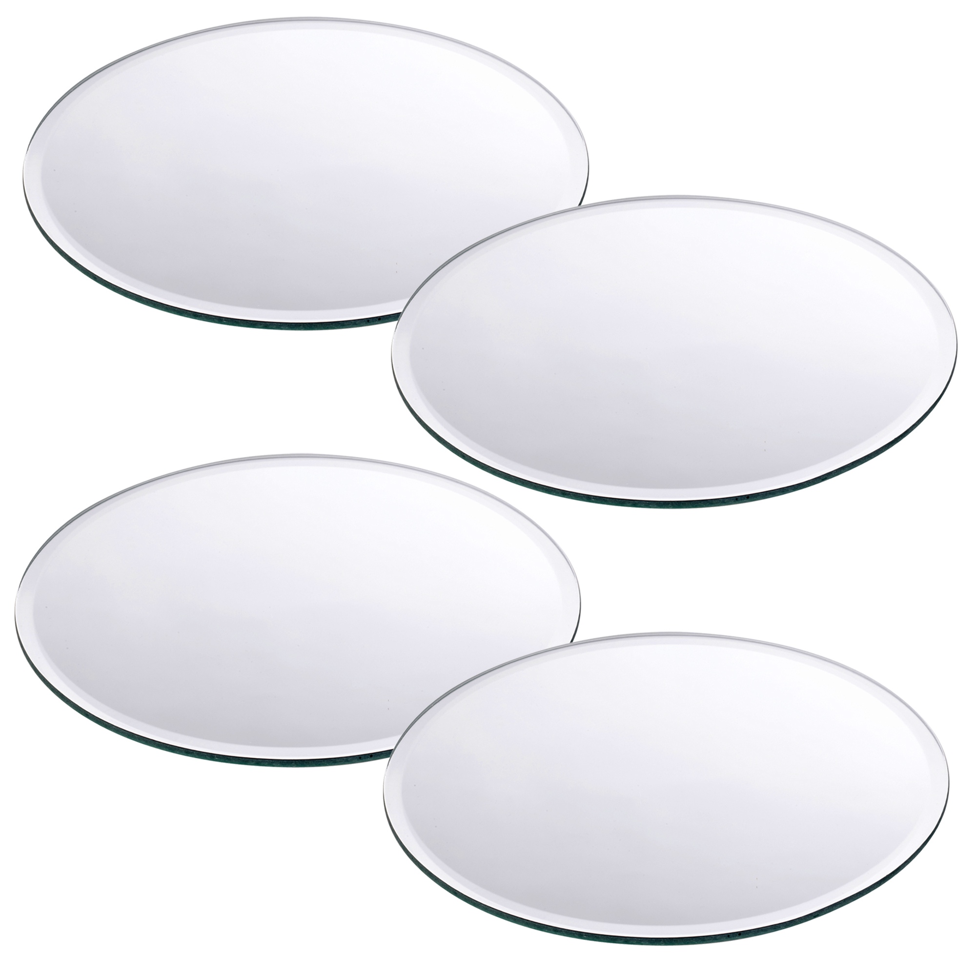 2 6 12 20cm Glass Round Mirror Plates Cake Tray Table Candle Wedding