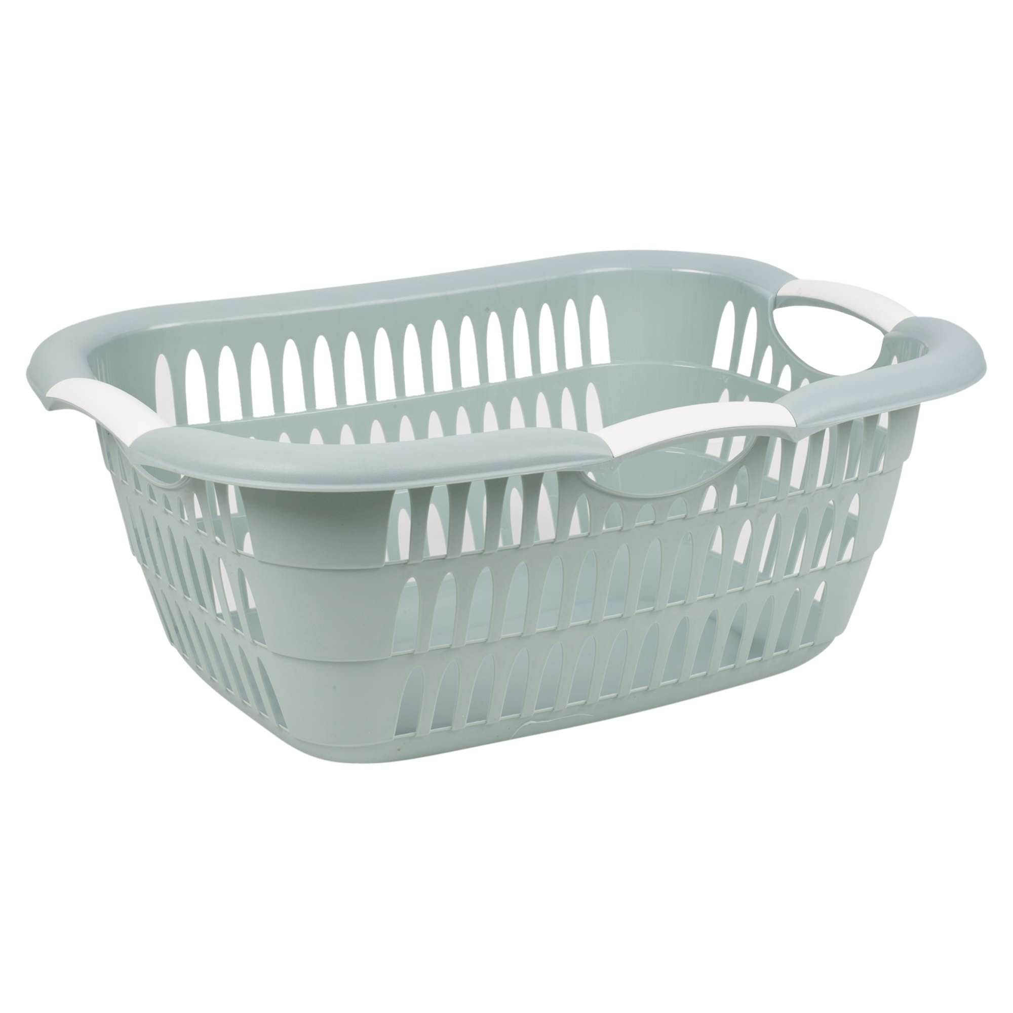 Teal 26L Laundry Room Basket With Folding Handles Storage Washing Bin
